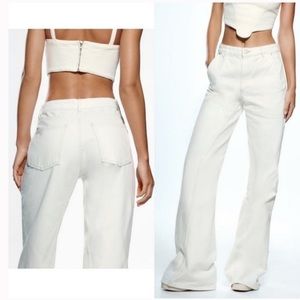 Zara Jeans Zara Super Wide Leg Jeans White